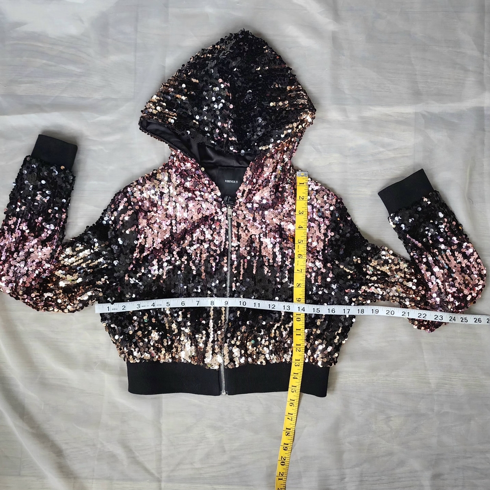 Forever 21 Black and Pink Sequin Bomber Jacket - Picture 8 of 10
